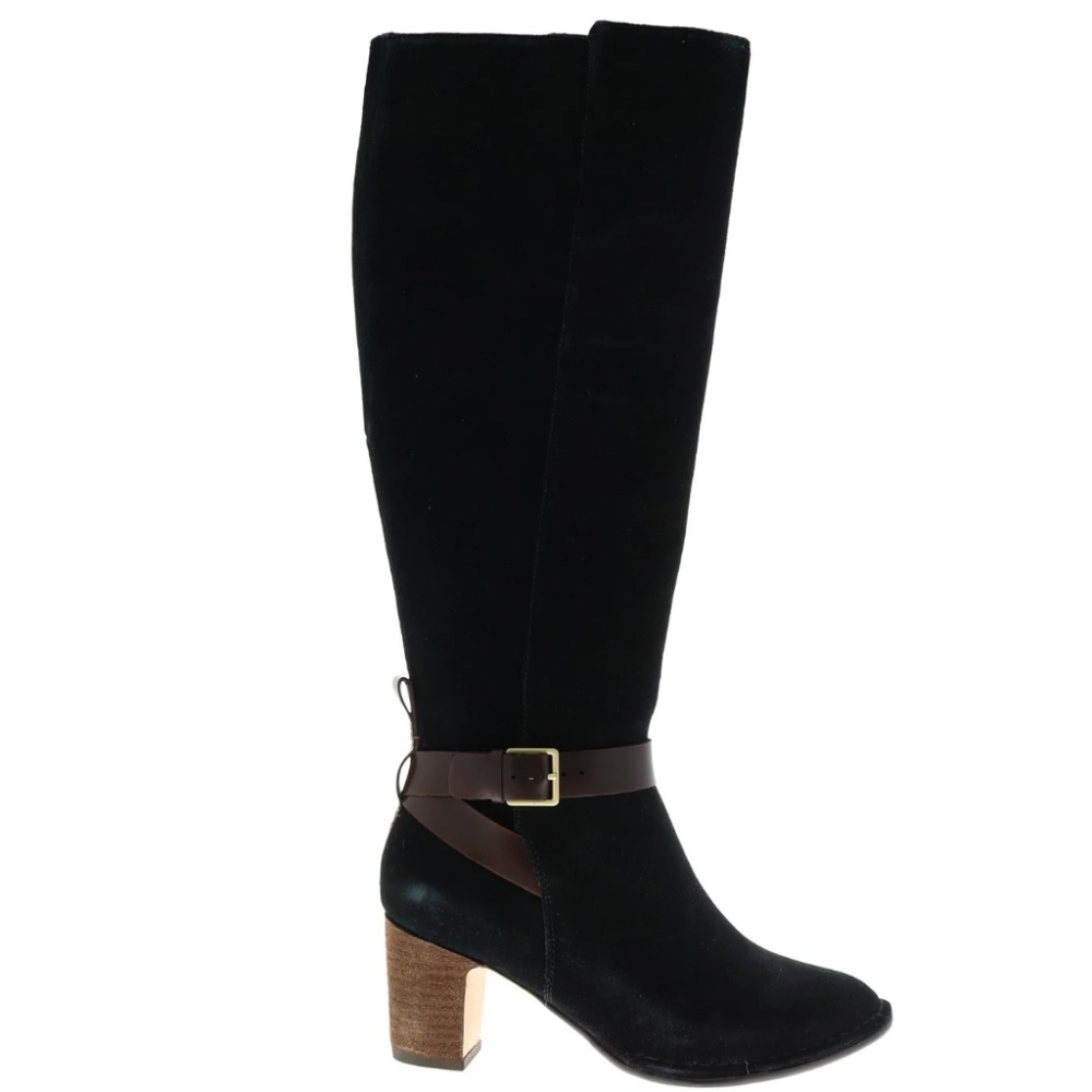 Clarks Spiced Flame Black Leather Zipper Mid Calf Boots